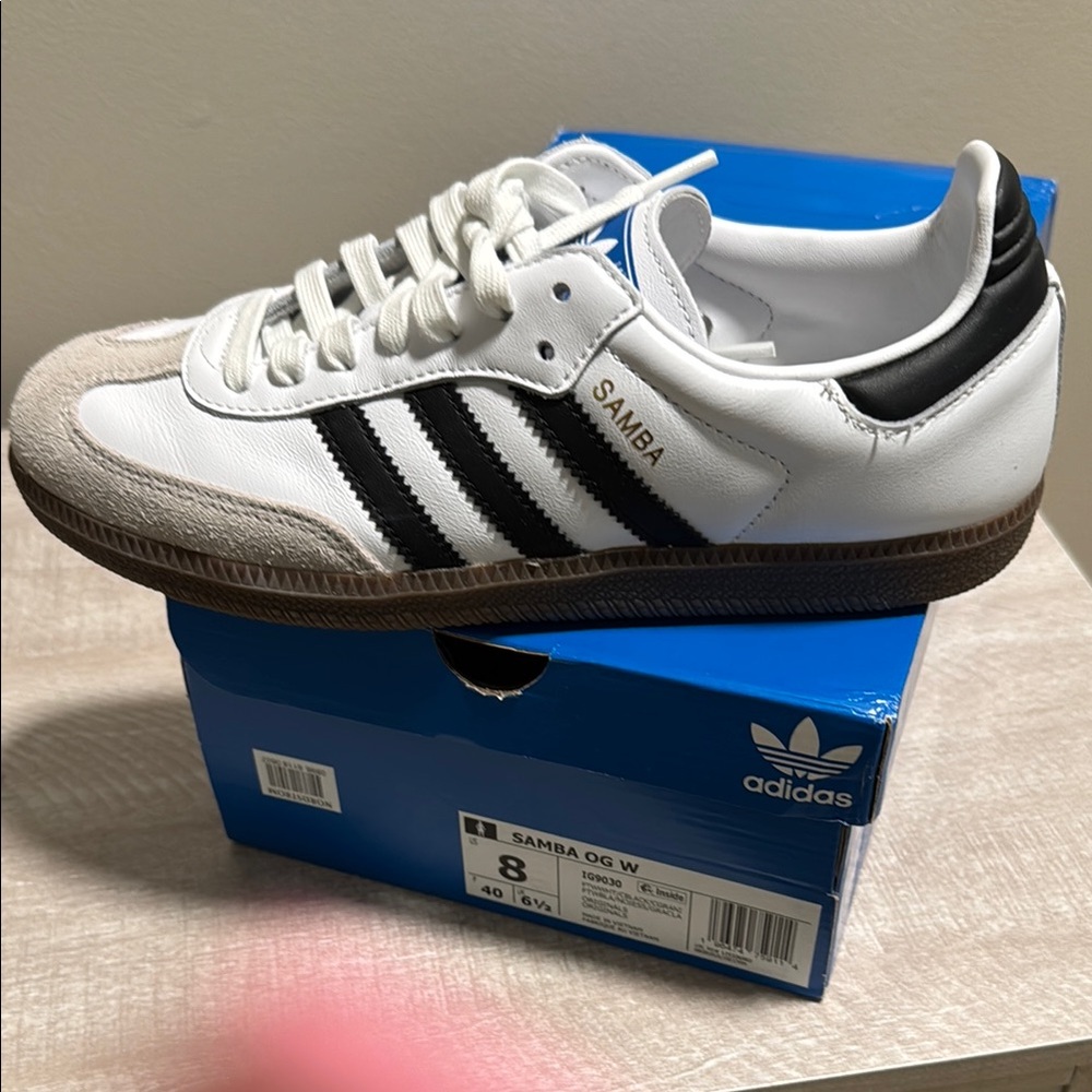 Adidas White and Black Samba Sneakers